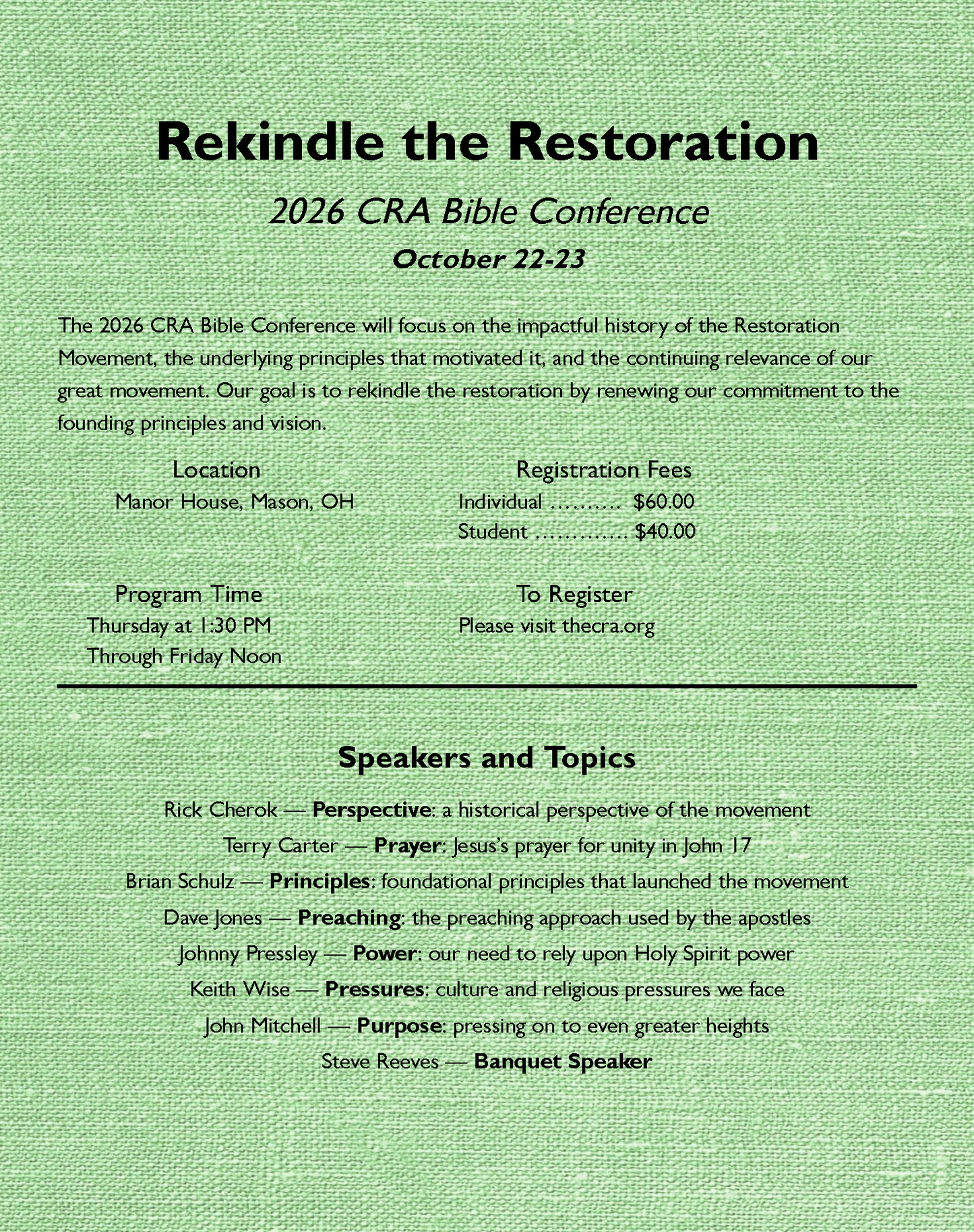 2026 Bible Conference Registration
