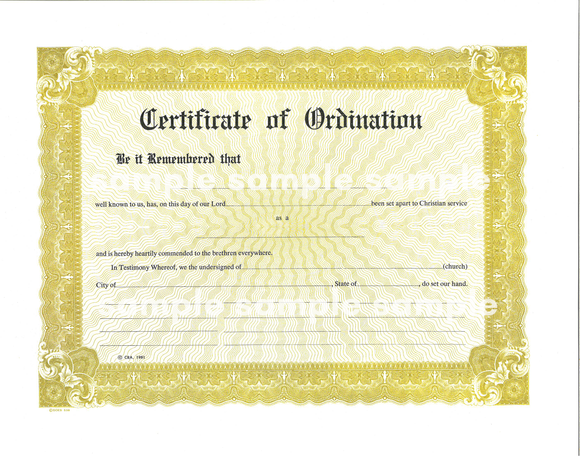 Ordination Certificates